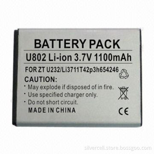 Smartphone Battery Packs for ZTE U802 with 1,100mAh Capacity